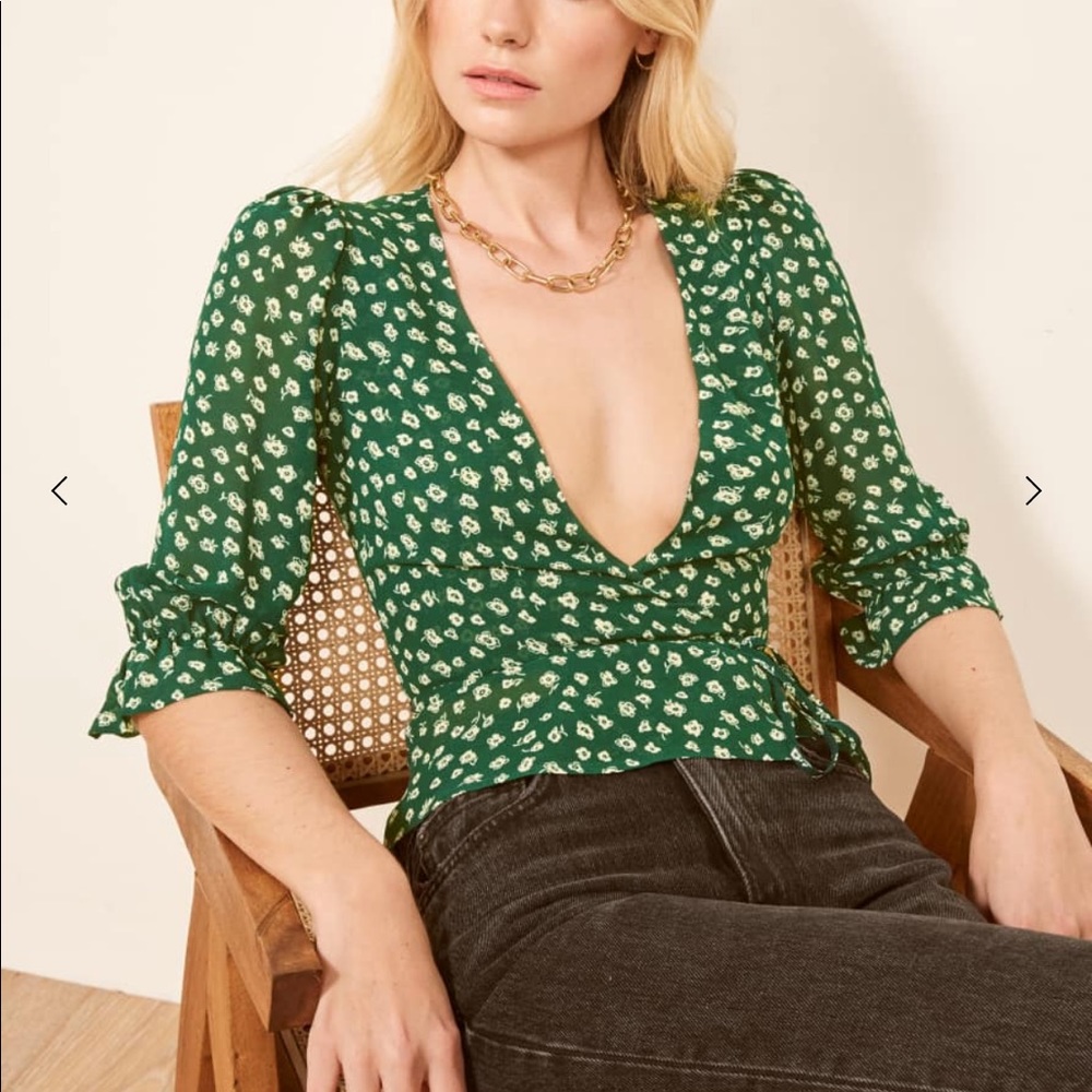 Reformation plunge floral top